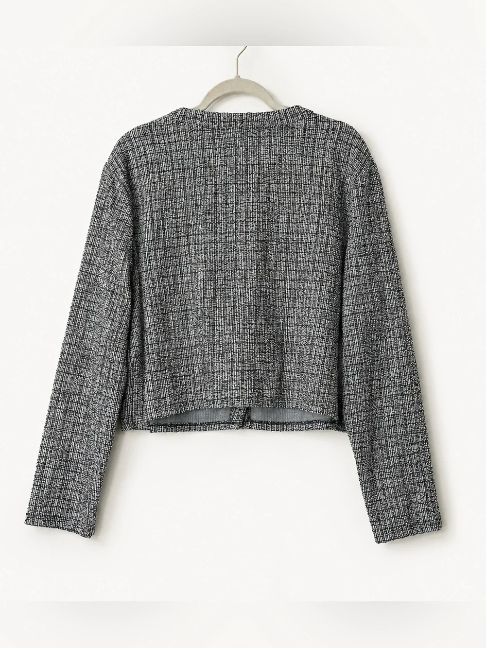 H&M Black White Tweed Crop Cardigan Jacket Women’s XXL Textured Button Front